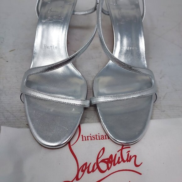 CHRISTIAN LOUBOUTIN Rosalie Strass Silver Strappy Heel Sandal - Picture 6 of 12